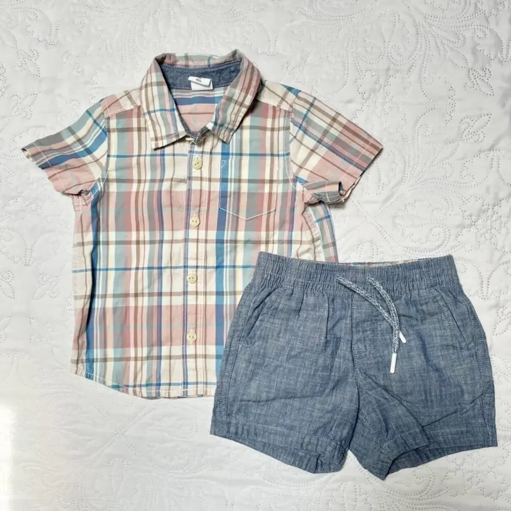 Gap Plaid Button Up Outfit Size 18-24m